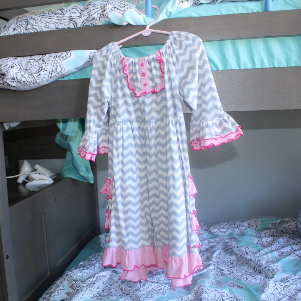 sage and lilly grey and pink dress